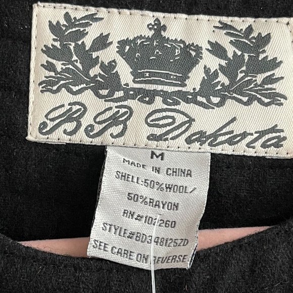 BB Dakota Ruched Neck Wool Shift Dress sz Medium w/ Pockets Sleeveless Black - Picture 5 of 6